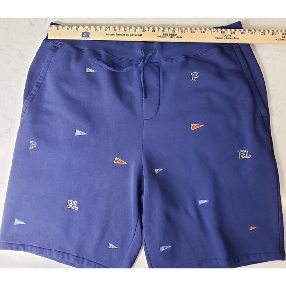POLO Ralph Lauren Shorts All Over Embroidered Nautical Flags Blue Men's Size 2LT - Picture 5 of 10